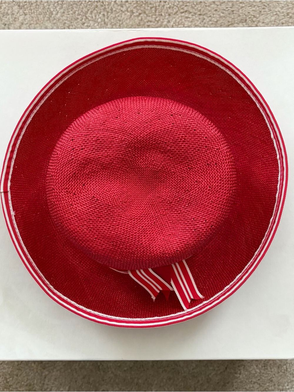 Red Fedoria Straw Hat